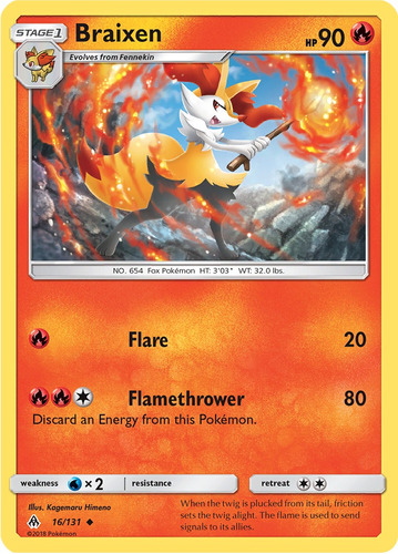 Cartas Pokemon Braixen 16/131 S&m Forbidden Light Fli