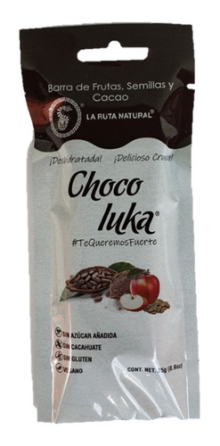 Choco Luka 1 Barras Snaks: Cacao, Manzana, Datil, Coco