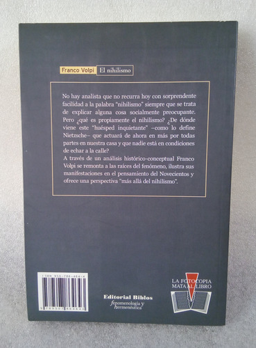 El Nihilismo, Franco Volpi (Usado)