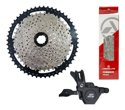 Kit Transmissão Bike Mtb 12v K7 11/52d + Alavanca + Corrente