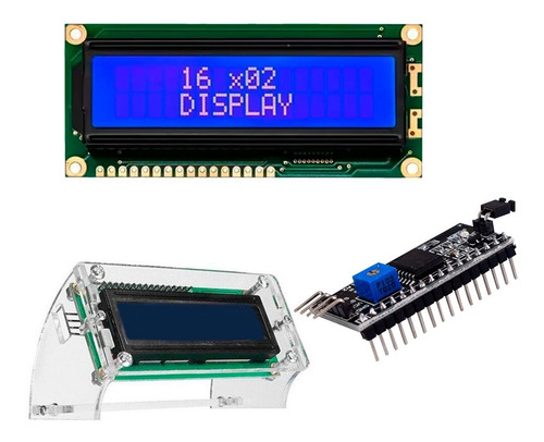 Kit Pantalla Display 16x2 Lcd 1602a + Carcasa + Interfaz I2c