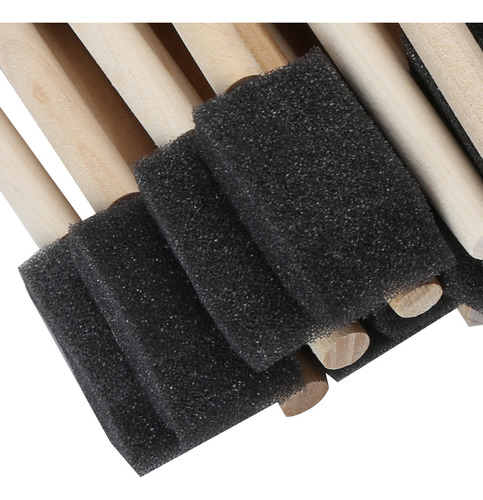 50 Brochas De Espuma, Esponja Negra, Mango De Madera