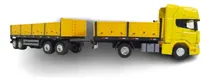 Comprar Camión 1\u002F64 Scania Welly Toyplay  Chasis Y Acoplado 4 Ejes Amarillo
