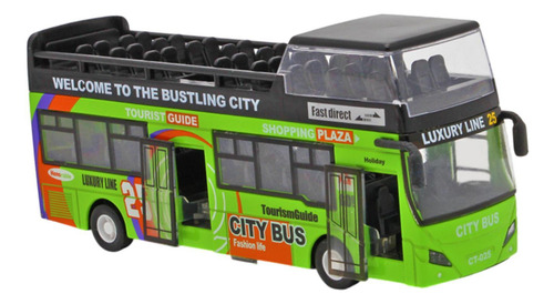 Toy De Autobús De Dos Pisos De Turismo Con Luces Y Verde