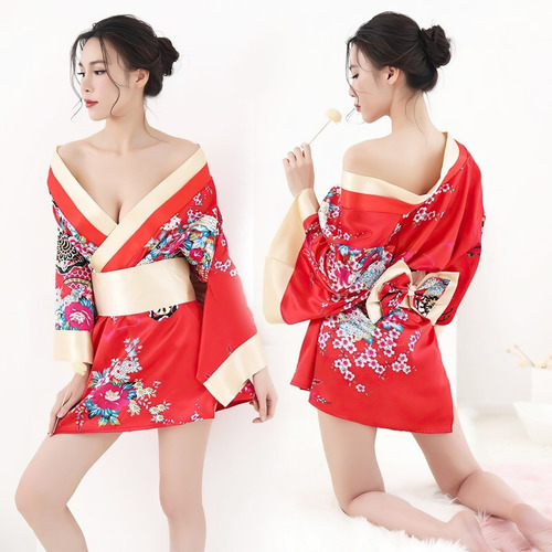 Kimono Camisón Cardigan Yukata Dama Vestido Japonés Flores