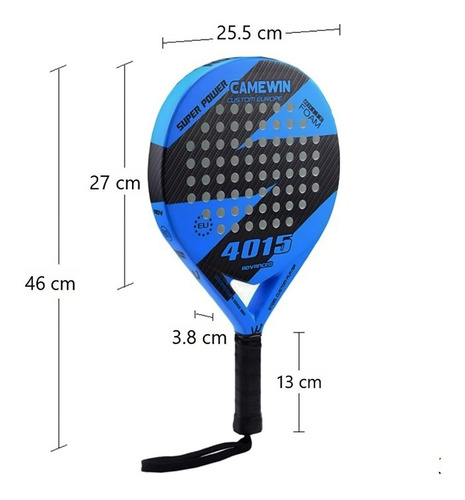 Imagen 5 de 5 de Pala Padel Carbono Híbrido 38mm Con Bolso Deporte Playa