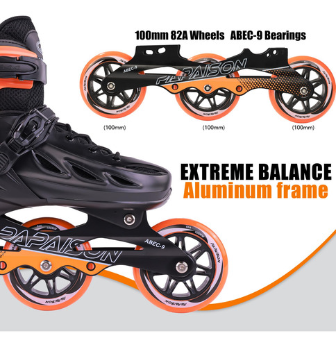 Patines En Línea Ajustables Para Adultos 3 Ruedas 100 Mm