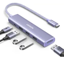 Comprar Ugreen hub 5 en 1 tipo c 100w pd mas usb 3.0 mas hdmi 15596 dibrali computer color lila