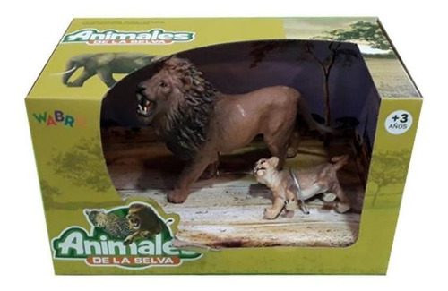 Animales De La Selva Leon + Cachorro Pack X 2 Color Marrón Claro