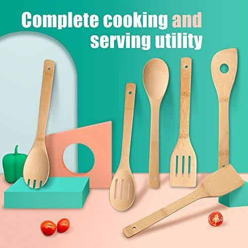 Imagen 3 de 4 de Iooleem Sets De Utensilios De Cocina (8, Bambú 21qv 8