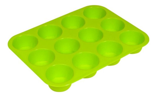 Molde Muffins Cupcakes Silicona X12 Horno Color Verde