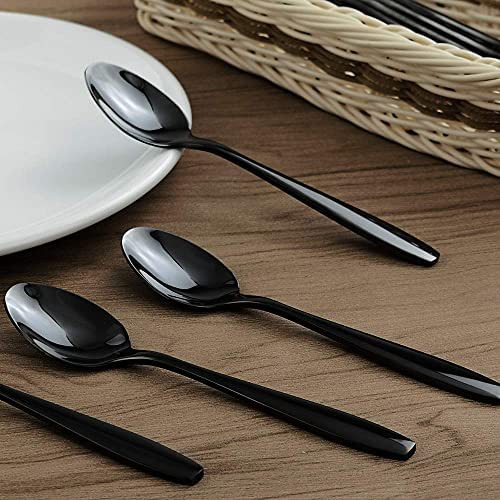 Wekioger 12 Piezas Cucharillas Negras, Cucharas Pequeñas De