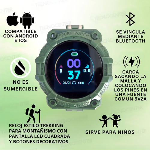 Smartwatch Reloj Inteligente Ruffo Rf-fd68 Deportivo Verde
