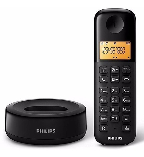 Teléfono inalámbrico Philips D1301b con pantalla de 1.6 pulgadas con identificación
