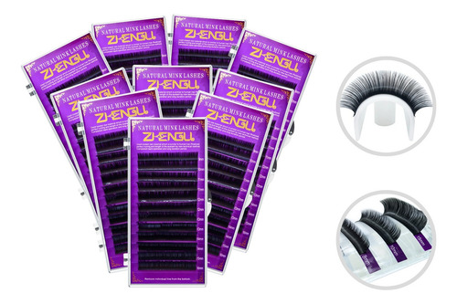 10 Blisters Extensiones Pestañas Mink Mixto 1x1 Mayoreo