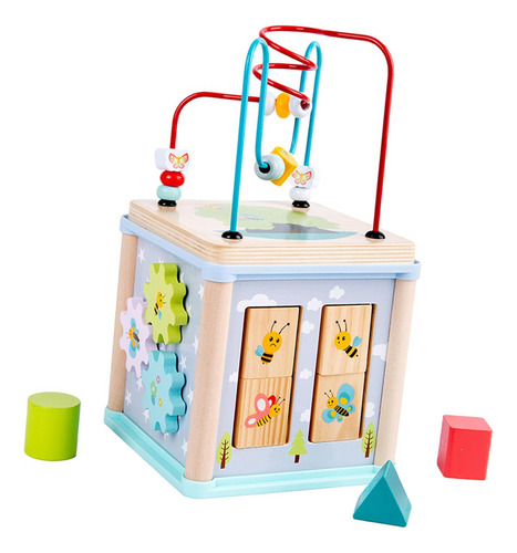Juguete Interactivo De Madera Con Forma De Cubo De Actividad