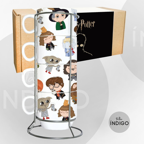 Mugs Harry Potter  Apilables X4 +  Empaque  Artesanal