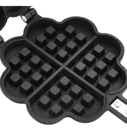 Forma Máquina Panela De Waffle P/ Fogão Ferro Antiaderente Cor Preto Não Se Aplica