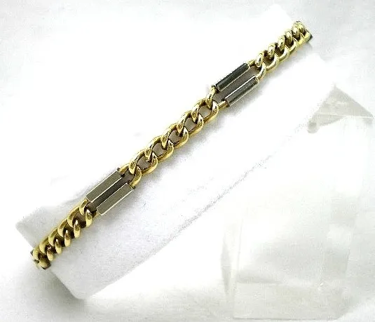 Pulsera De Oro 18 Kt Bicolor Unisex Goldantiques