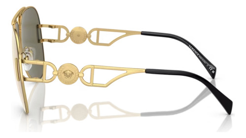 Gafas de sol Versace VE2255 100203 63 con montura dorada y negra, varilla dorada y dorada, espejo, diseño de piloto