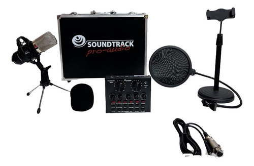 Set De Micrófono Con Soporte Y Tarjeta De Sonido V8