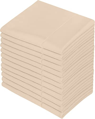 Juego De Fundas De Almohada Tamaño Queen Color Beige 12 Pzs Beige Liso
