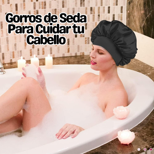 2 Gorro Satén Seda Dormir Sombrero Elástico Suave Calidad
