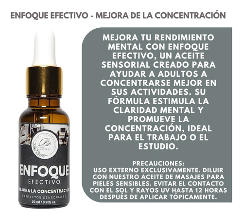Be Natural Aceite Esencial Enfoque Efectivo 20 Ml Difusor