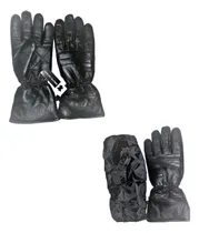 Comprar Guantes Moto Largos Cuero Abrigo Polar Con Mitones Lluvia