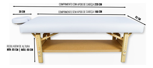 Kit Maca Spa Fixa Com Altura Regulável Escada 2 degraus Mocho Slim Estetica Massagem Cor Branco