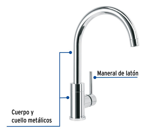 Monomando A/cromo Cuello Alto P/fregadero Foset 49915