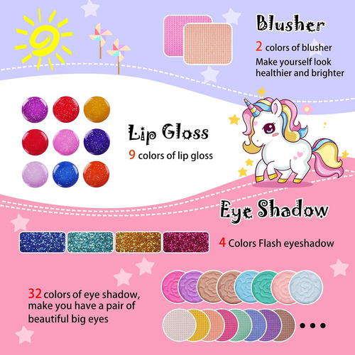 Kidcheer Kit De Maquillaje Infantil Para Niñas, Cosmético La