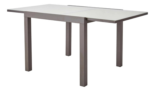 Mesa De Alumínio Extensível Marrom 6 Lugares 160x90 Cm
