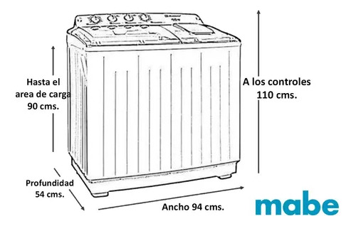 Cobertura De Lavadora Semiautomatica Mabe 22 Kg Doble Tina
