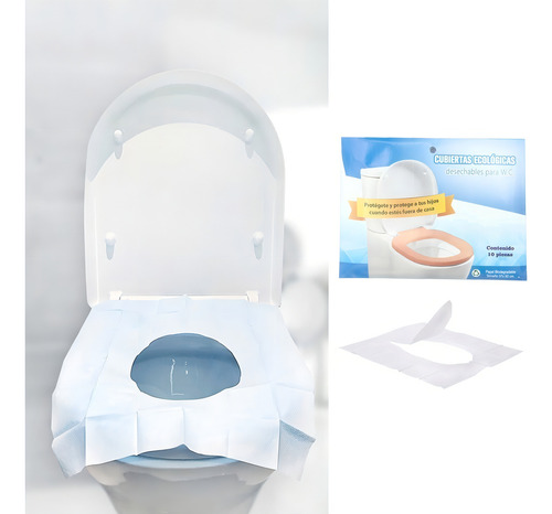 Cubierta Desechable Biodegradable Para Baño Wc Inodoro 10 Pz Color Blanco