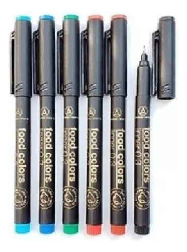 Marcadores Tinta Comestible X6 Liner 0.3 Colores - La Botica