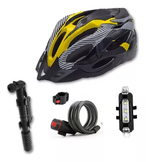 Casco Bicicleta + Linga, Inflador Y Luz Usb