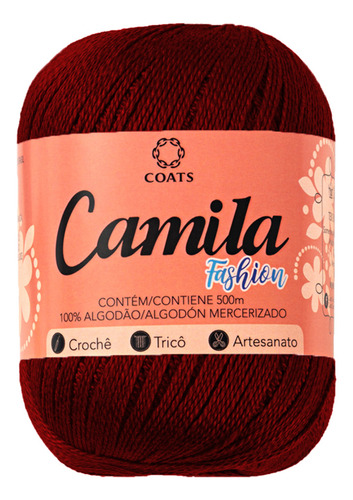 Linha Camila Fashion Coats 500m 150g Tex 300 - 100% Algodão Cor 01005 - Vinho
