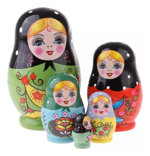 5 Peças De Boneca Russa Nesting Doll Home Decoration A
