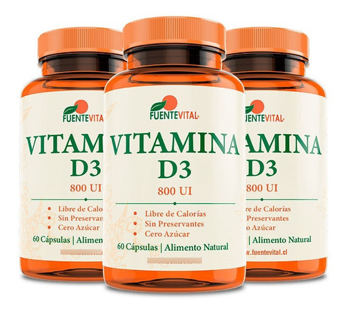 Imagen 1 de 4 de Vitamina D3 Fv 180 Capsulas 3 Frascos 800 Ui.
