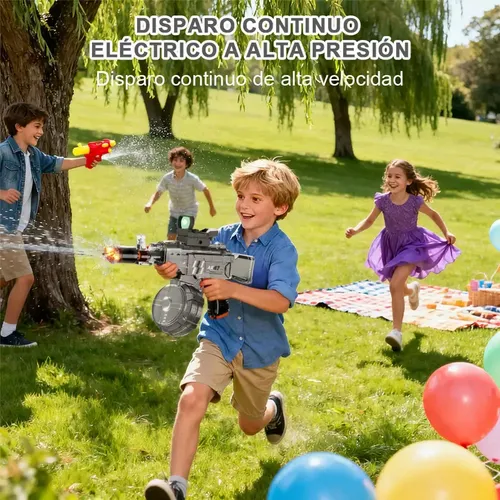 Pistola De Agua Eléctrica Recargable USB, Tanque De 450 Ml, Alcance De 8 A 10 Metros, Con Retroceso Y Humo Simulado, Para Niños Y Adultos