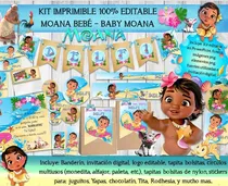Comprar Kit Imprimible Fiesta Cumpleaños Moana Baby Moanita Bebe