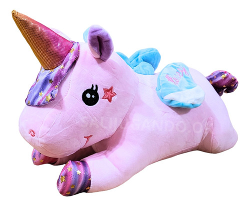 Unicornio Acostado Peluche Grande 50cm Almohadón Supersuave