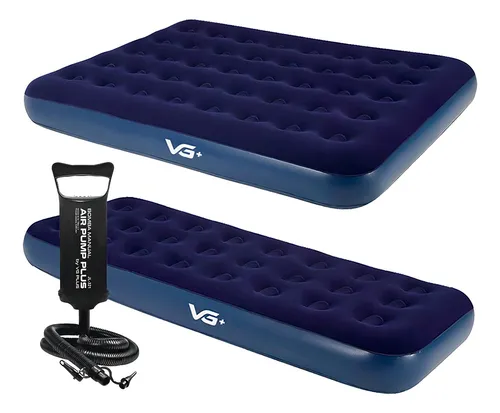 comprar Kit 1 Colchão Inflável Casal E Solteiro Bomba Manual Vg Plus Cor Azul