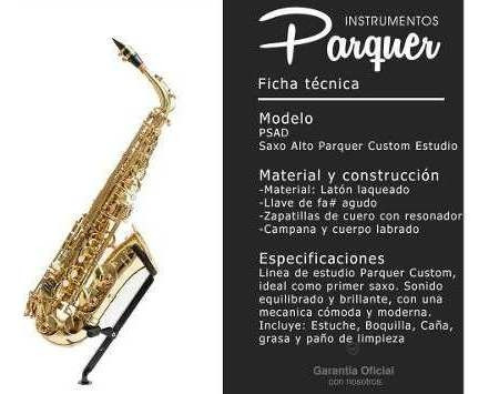 Saxo Alto Parquer Custom Estudio Estuche Envio Gratis Cuota
