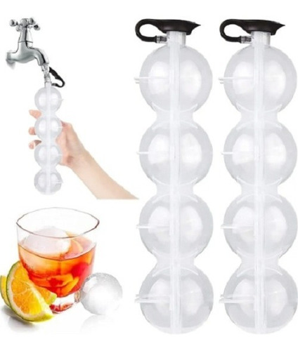 Imagen 1 de 10 de Pack De 2 Moldes Para Cubos De Hielo Redondo Cubiteras Hielo