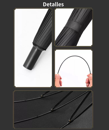 Paraguas Automático Sombrilla 16 Varillas Negro Liso