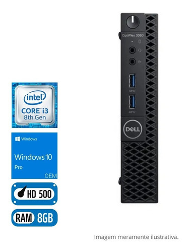 Desktop Dell Optiplex 3060 Intel Core I3 8ªg Sata 500gb 8gb 