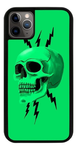 Funda Uso Rudo Tpu Para iPhone Calavera Craneo Fondo Verde