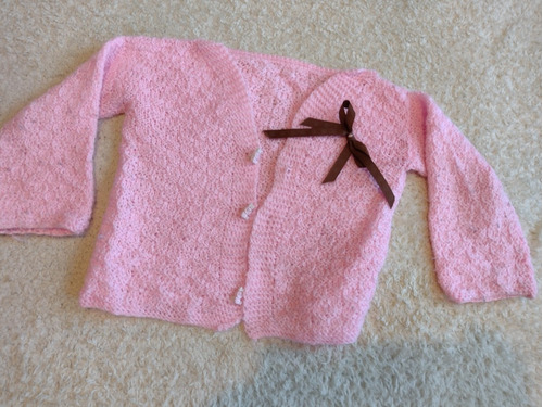 Suéter Tejido A Mano Para Niña. Rosa. Talla 1 Año